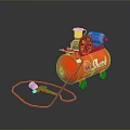 Portable Red Shark Air Compressor With Wheels Green Yellow Hose And Tool