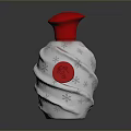 Shiny Silver Bottle With Red Cap Spiral Pattern And Circular Logo Design