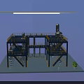 Industrial Equipment Facility With Multi tier Platform Staircase And Piping System