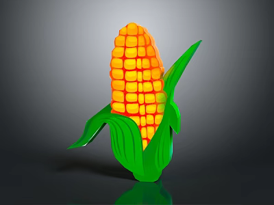 Vibrant Fresh Corn With Bright Yellow Kernels And Green Leafy Husks 3d model
