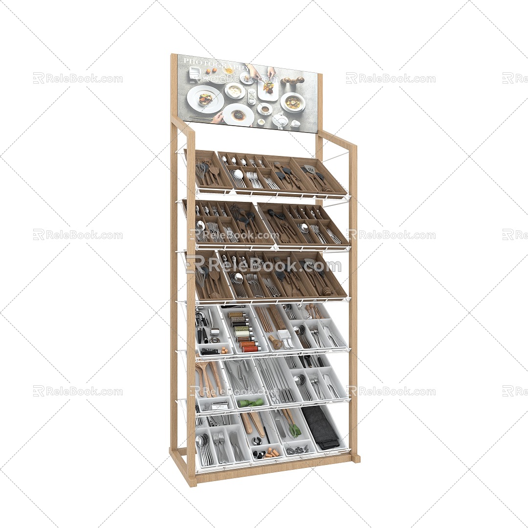 Shelf Customized Rack Display Rack Product Rack Iron Rack Roller Rack Rotating Rack Steel Structure Kitchenware Display Jewelry Rack Vertical Display Rack Hook Shopping Mall 3d model