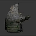 Ancient Stone Steps With Ruined Wall And Moss Covered Natural Texture