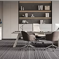 Modern Contemporary Office Interior Design With Sofa Desk Bookshelf And Office Chairs