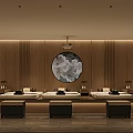SPA Sauna Relaxing Environment With Wooden Interior Rest Beds And Round Decor