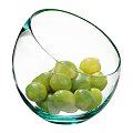 Four Ceramic Bowls Containing Fresh Green Grapes And Ripe Mangoes
