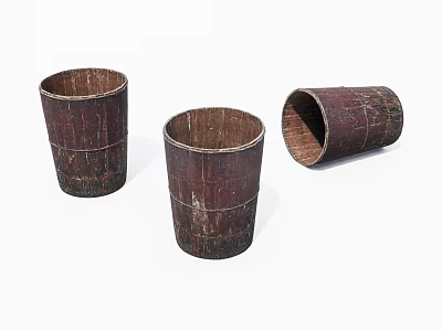 Handmade Bamboo Household Items With Natural Texture And Cylindrical Shape 3d model