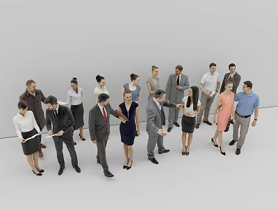 Diverse Group of Business People Standing Together in Formal Attire Interacting 3d model