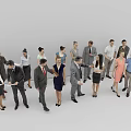 Diverse Group of Business People Standing Together in Formal Attire Interacting