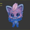Cute Pink Fluffy Cartoon Game Movie Character With Big Eyes White Ears And Decorative Chest