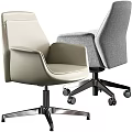 Comfortable Gray Fabric Office Chair with Armrests Metal Base and Wheels