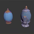 Blue Decorative Egg Shaped Household Items With Gold And Silver Accents