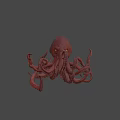 Giant Pinkish Purple Octopus Game Movie Character With Glowing Yellow Eyes And Tentacles With Suckers