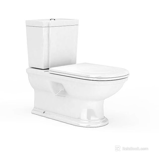 Modern White Ceramic Toilet for Bathroom with Sleek Design and Clean Lines 3d model 