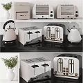 Modern Kitchen Appliances Collection With Toasters Kettles And Microwave Ovens