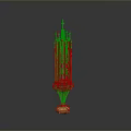 Golden Decorative Tower Ornament With Intricate Brass Structure And Spire Top
