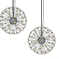 Pair of Modern Spherical Chandeliers With Small Bulbs And Intricate Wireframe Design