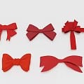 Red Bow Decorative Ornament Set With Different Designs On White Background 3d model