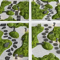 Garden Stepping Stones Path Designs With Green Grass And Natural Plants