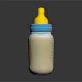 Baby Bottle With Yellow Nipple Blue Cap And Milk Measurement Markings