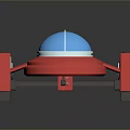 Cosmic Spaceship Design With Red And Black Frame And Blue Central Sphere
