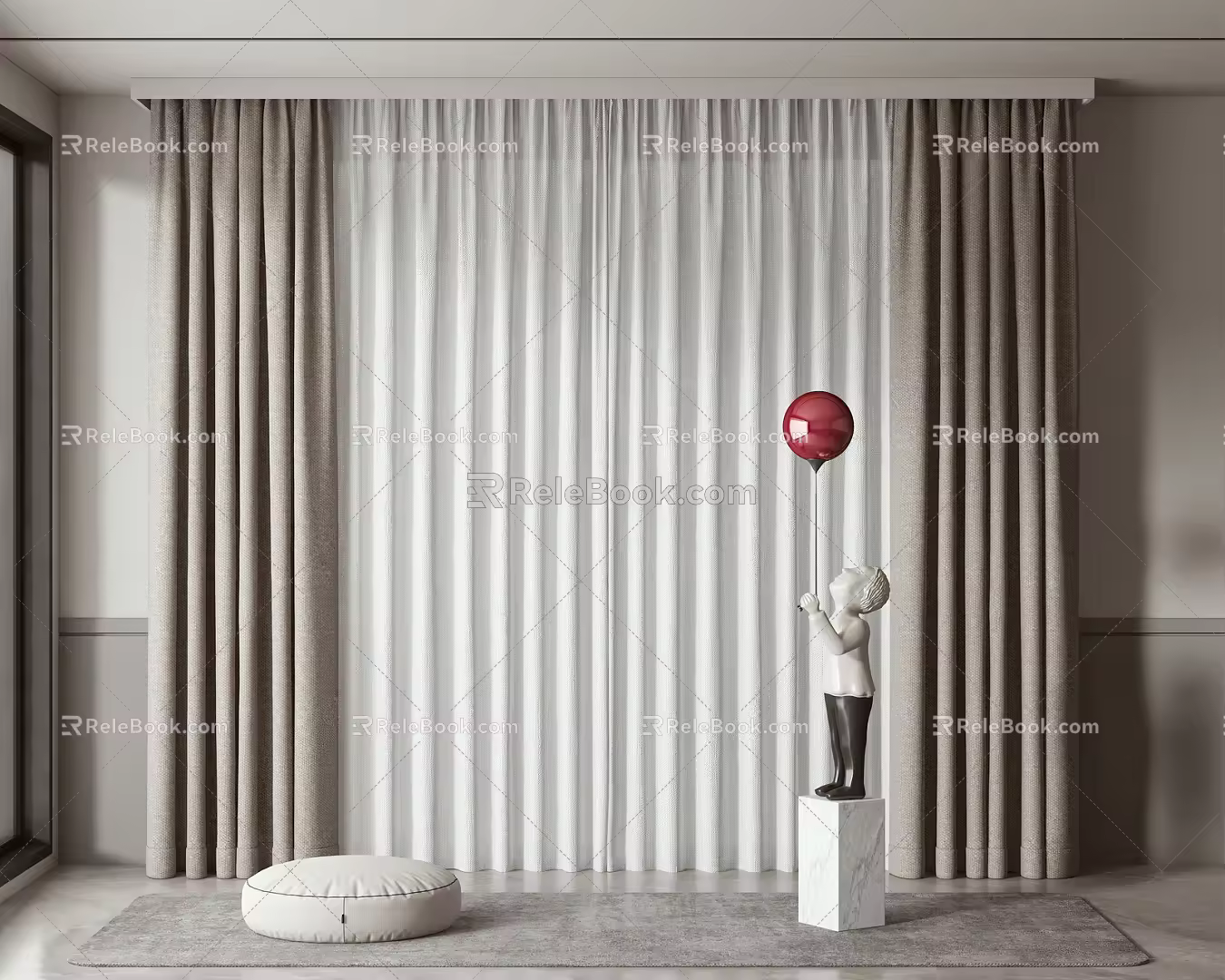 Modern Curtain Window Screen 3d model
