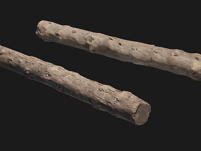 Natural Stone And Wood Logs With Rough Texture And Organic Shape 3d model