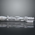 Sci Fi Weapon 3D Model with Mechanical Parts and Grey Reflective Background