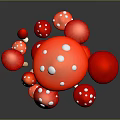 Fresh Red Mushrooms with White Spots in a Cluster on Black Surface