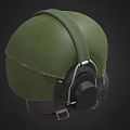 Military Tactical Weapon Helmet With Green Shell Headphones And Face Mask