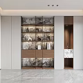 Modern Luxury Bookshelf Interior Design With Wooden Panels Glass Shelves And Decorative Items