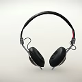Three Black Over Ear Headphones Displayed From Different Angles On Grey Background 3d model