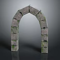 Natural Stone Archway Made Of Gray Blocks With Mossy Edges And Arched Shape