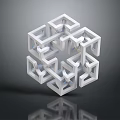 White Geometric Maze Structure Decorative Ornament Set For Modern Home Decor 3d model
