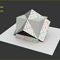 Minimalist White Geometric Polyhedron Sculpture With Faceted Structure On White Base