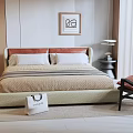 Antique Double Bedside Cabinet Lazy Sofa Background Wall 3d model