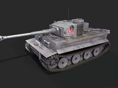 WWII Tiger Tank Number 131 Military Vehicle With Gray Exterior And Tracks 3d model