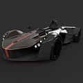 Black Open Top Race Car With Streamlined Design Red Stripe And Gold Accents