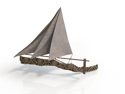 Ancient Sailing Vessel With Traditional Cloth Sail And Wooden Hull Design 3d model