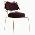 Plum Purple Velvet Dining Chair with Golden Metal Frame Modern Minimalist Design