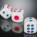 White Dice Featuring Red And Blue Dots For Family Game Night Use