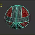 Mechanical Sphere Design With Red And Black Metallic Panels And Geometric Patterns