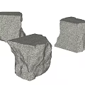 Irregular Shaped Stone Stools With Rough Surface And Natural Texture 3d model