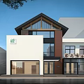 Modern Chinese Single Family Villa Exterior Design With White Walls Wooden Roof And Glass Windows