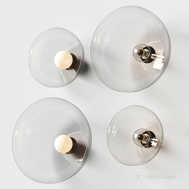 Modern Transparent Glass Wall Lamps With Round Design And Metal Lamp Holders For Home Decoration 3d model 