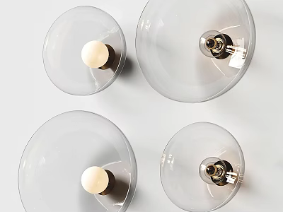 Modern Transparent Glass Wall Lamps With Round Design And Metal Lamp Holders For Home Decoration 3d model