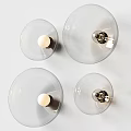 Modern Transparent Glass Wall Lamps With Round Design And Metal Lamp Holders For Home Decoration