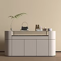 Elegant Modern Jewelry Cabinet With LED Lighting Potted Plant And Cosmetic Items