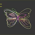 White Line Butterfly Design With Particle Effect On Gray Background And Reflection
