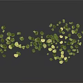 Small Green And Yellow Leaf Plants In Flowing Wave Like Arrangement On White Background