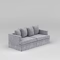 Tech Exhibition Hall Featuring Modern Gray Fabric Sofa With Four Cushions 3d model